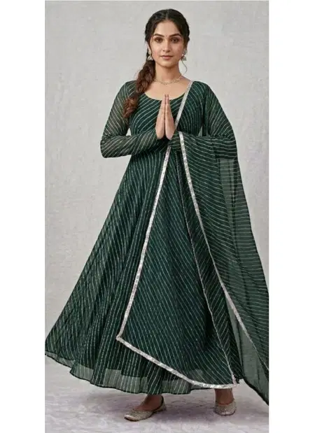 Bs 147 Georgette Printed Anarkali Kurti With Dupatta
